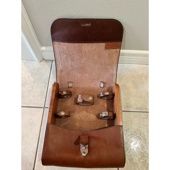 Real Leather Saddle Messenger Bag Satchel with Snap Holders RA Racio Aguayo - Picture 2 of 6